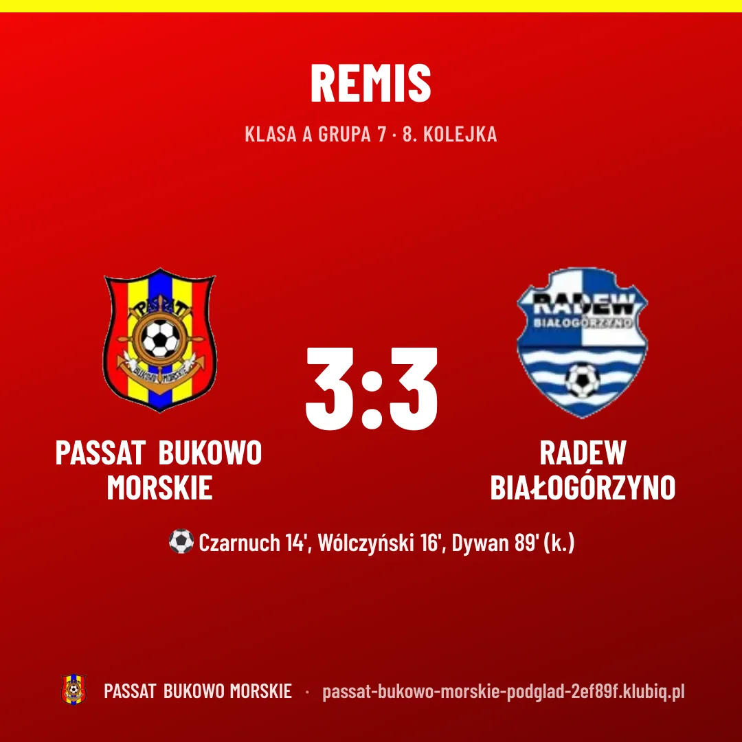 Passat Bukowo Morskie 3:3 Radew Białogórzyno