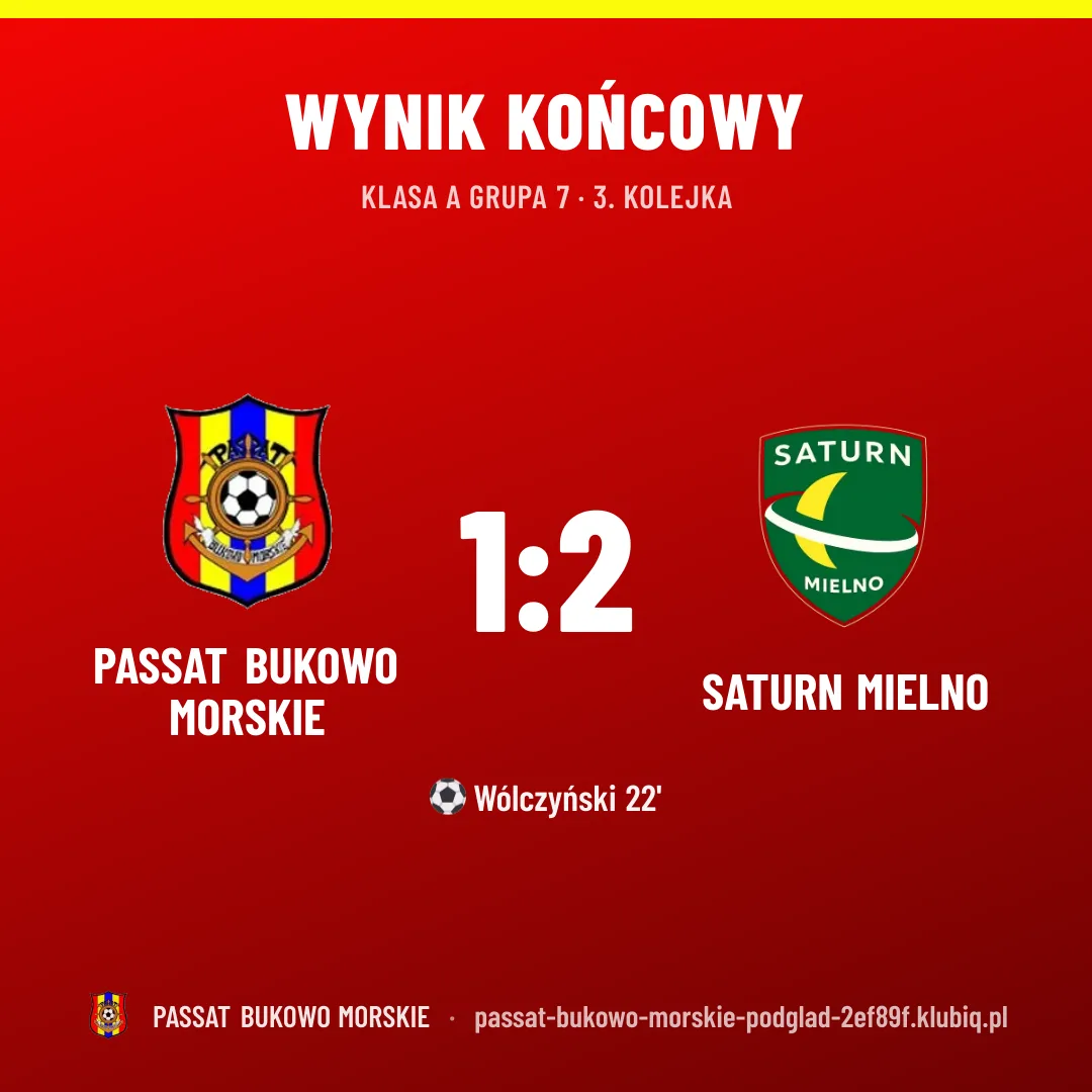 Passat Bukowo Morskie 1:2 Saturn Mielno